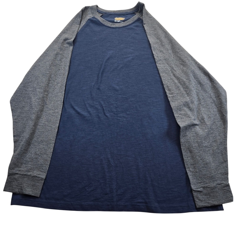 The Foundry Shirt Mens 3XLT Blue Grey Raglan Long Sleeve Tee Cotton Big and Tall